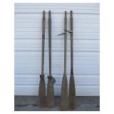 2 Sets of Vintage Wooden Oars/Paddles
