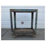 Old Vintage Industrial Steel Rolling Cart