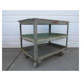Old Vintage Industrial Steel 3-Tiered Rolling Cart