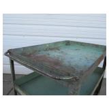 Old Vintage Industrial Steel 3-Tiered Rolling Cart