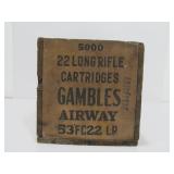 Antique Wooden GAMBLES .22 LR Advertising Ammo Crate