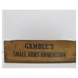 Antique Wooden GAMBLES .22 Short Advertising Ammo Crate