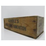 Antique Wooden GAMBLES .22 Short Advertising Ammo Crate