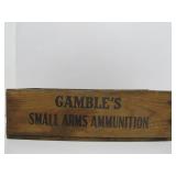 Antique Wooden GAMBLES .22 Short Advertising Ammo Crate