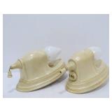 Matching Pair of Vintage Art Deco Pull Chain Wall Sconce Lights