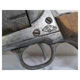 Very Nice Heavily Tooled Black Leather Western Style Gun Belt w/Replica Pistol