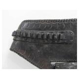 Very Nice Heavily Tooled Black Leather Western Style Gun Belt w/Replica Pistol