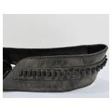 Very Nice Heavily Tooled Black Leather Western Style Gun Belt w/Replica Pistol