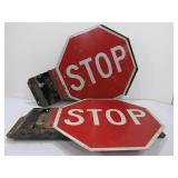 2 Vintage School Bus Swing-Out Stop Signs
