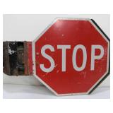 2 Vintage School Bus Swing-Out Stop Signs