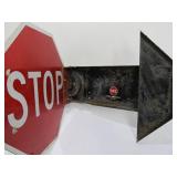 2 Vintage School Bus Swing-Out Stop Signs