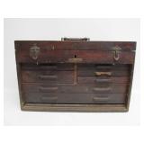 Antique Dovetailed Wood Carpenters Tool Chest