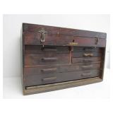 Antique Dovetailed Wood Carpenters Tool Chest