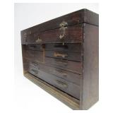 Antique Dovetailed Wood Carpenters Tool Chest