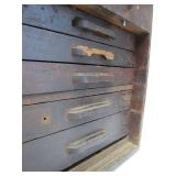 Antique Dovetailed Wood Carpenters Tool Chest