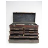 Antique Dovetailed Wood Carpenters Tool Chest