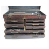Antique Dovetailed Wood Carpenters Tool Chest