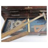Antique Dovetailed Wood Carpenters Tool Chest
