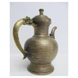Early Antique Mixed Metal Dragon Motif Teapot