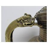 Early Antique Mixed Metal Dragon Motif Teapot