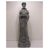 Large Heavy Figural Saint Francis w/Bird Outdoor Garden Statue