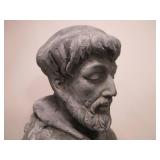 Large Heavy Figural Saint Francis w/Bird Outdoor Garden Statue