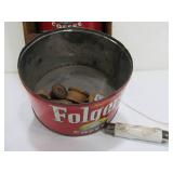 Primitive Vintage Folk Art Coffee Can Storage Rack