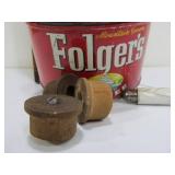 Primitive Vintage Folk Art Coffee Can Storage Rack