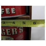 Primitive Vintage Folk Art Coffee Can Storage Rack