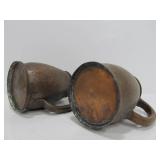 Matching Pair of Antique hand Hammered Copper Beer Mugs/Tankards