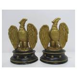 Signed Vintage Gilt Metal Patriotic American Eagle Bookends