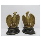 Signed Vintage Gilt Metal Patriotic American Eagle Bookends