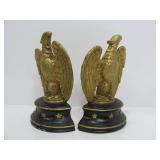 Signed Vintage Gilt Metal Patriotic American Eagle Bookends