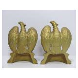 Signed Vintage Gilt Metal Patriotic American Eagle Bookends