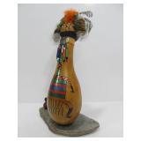 Signed Native American Painted Gourd Sculpture - Kenny Ray