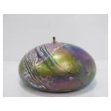 Lovely Signed hand Blown Art Glass Sculptural Oil Lamp