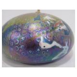 Lovely Signed hand Blown Art Glass Sculptural Oil Lamp