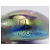Lovely Signed hand Blown Art Glass Sculptural Oil Lamp