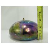 Lovely Signed hand Blown Art Glass Sculptural Oil Lamp