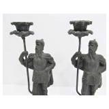 Old Vintage Figural Metal Knight Candle Stands