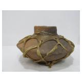 2 Sinew Wrapped Primitive Clay Jars