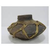 2 Sinew Wrapped Primitive Clay Jars