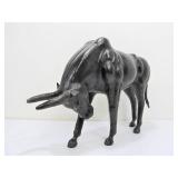 Large Vintage Leather Bull Sculpture