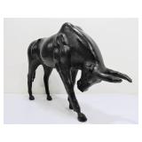 Large Vintage Leather Bull Sculpture