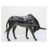 Large Vintage Leather Bull Sculpture