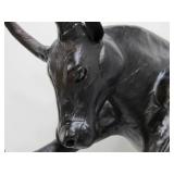 Large Vintage Leather Bull Sculpture
