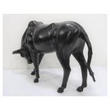 Large Vintage Leather Bull Sculpture