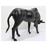 Large Vintage Leather Bull Sculpture