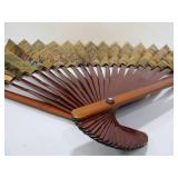 2 Large Hand Painted Oriental Bamboo Fans