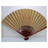 2 Large Hand Painted Oriental Bamboo Fans